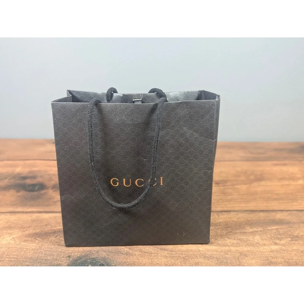 Gucci Gift‎ Bag Shopping Bag Black Coated Paper Small Size